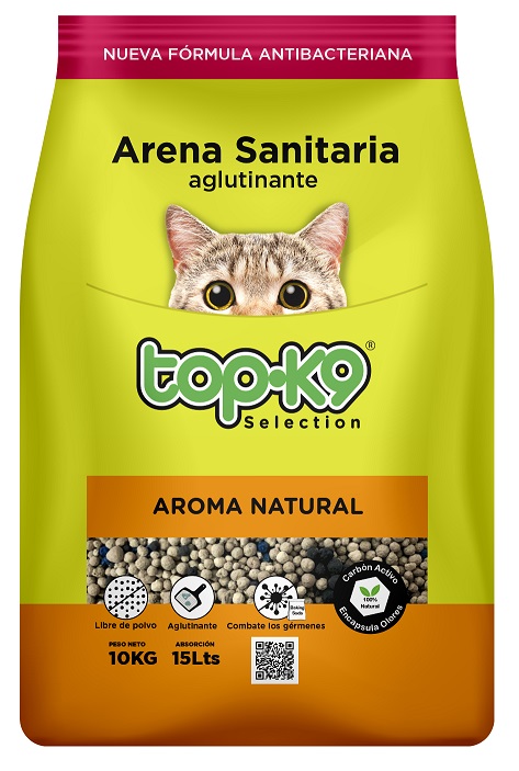 Arena Sanitaria para Gatos Topk9 Aglutinante Natural ( 10 KG )