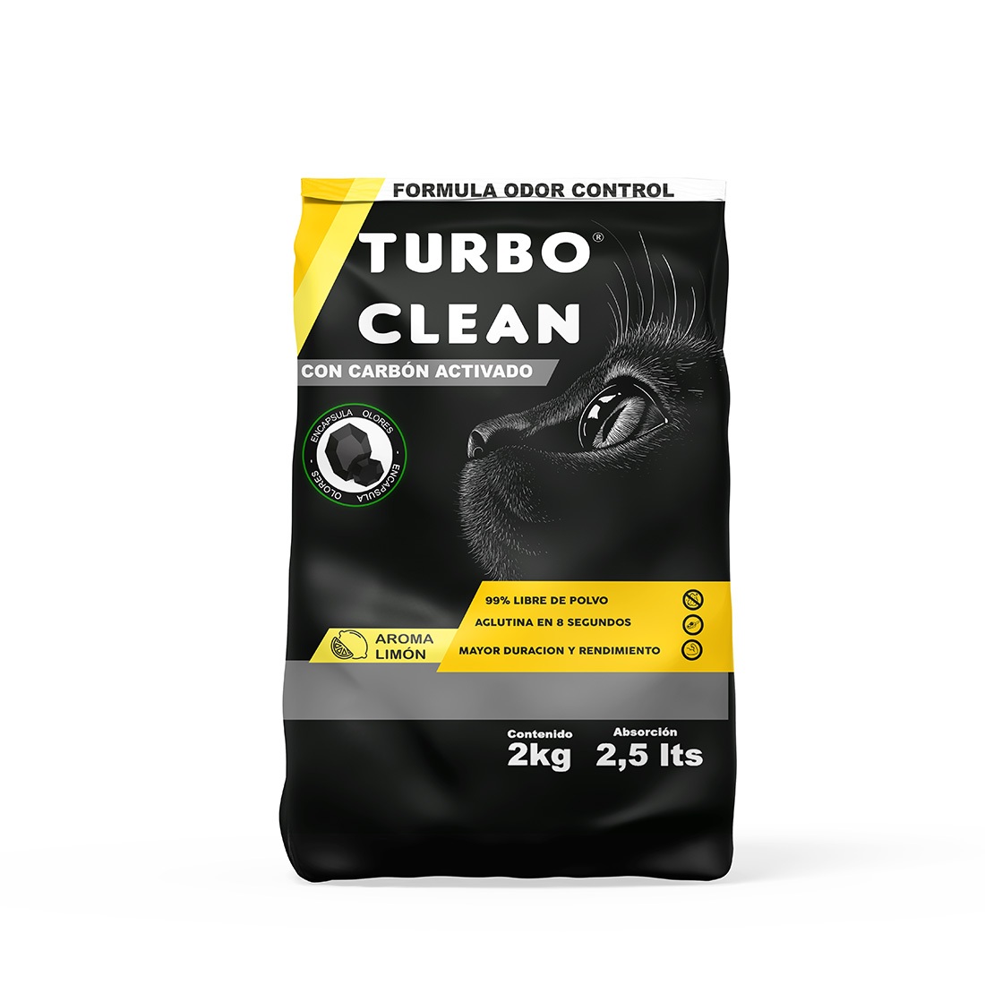 Arena Sanitaria para Gatos Turbo Clean Aglutinante Limón ( 2 KG )