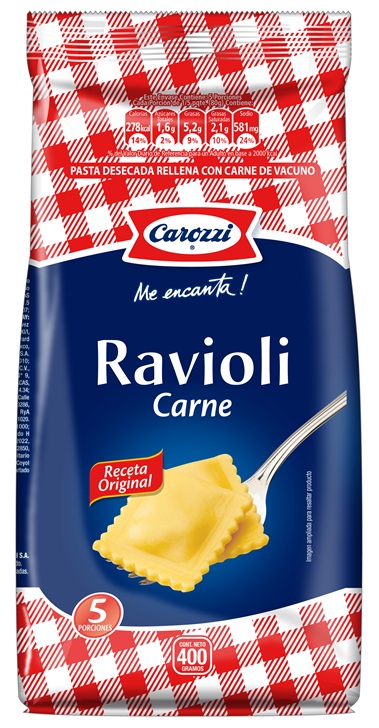 Fideos Ravioli Carne Carozzi ( 4 x 400 G )
