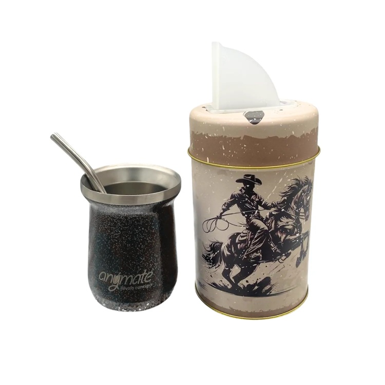 Kit Country Yerbera con Mate y Bombilla Anymate ( 1 UD )