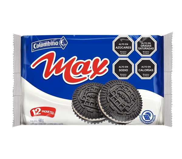 Galletas Max Chocolate Rellenas de Vainilla Colombina ( 408 G )