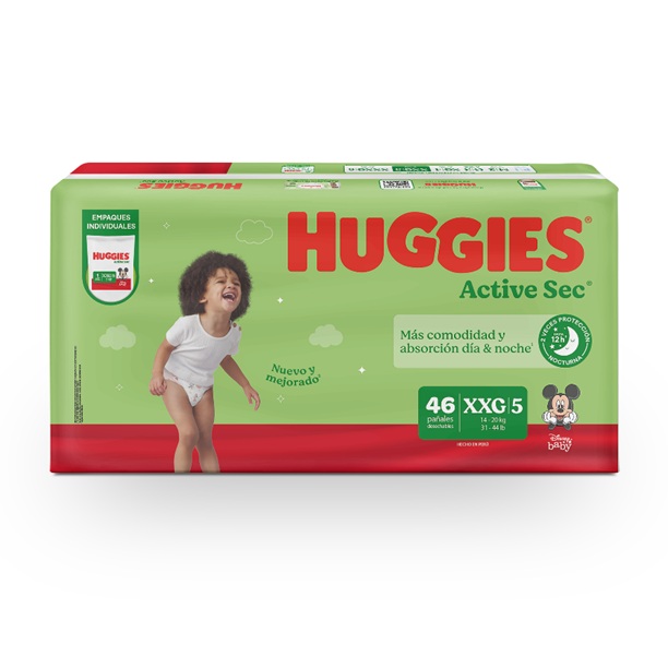 Pañal Huggies Active Sec Empaque Individual XXG ( 46 Pañales )