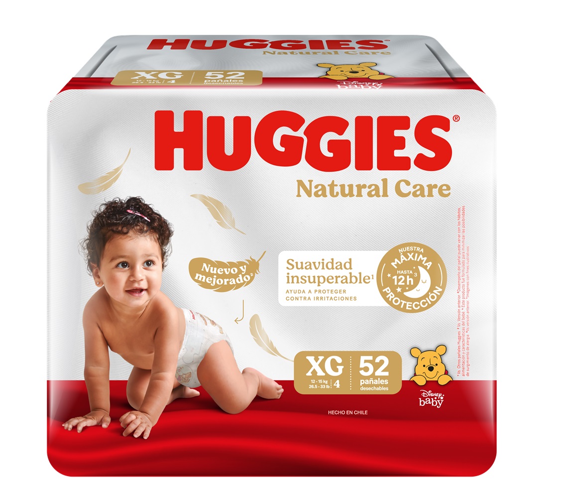 Pañal Huggies Natural Care Quincenal XG ( 52 pañales )