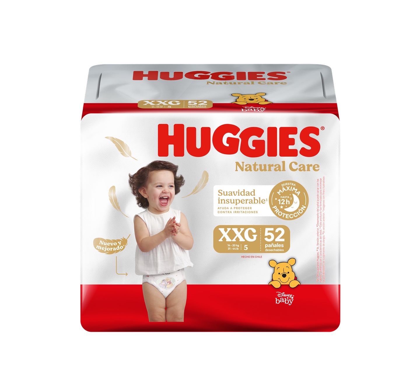 Pañal Huggies Natural Care Quincenal XXG ( 52 pañales )