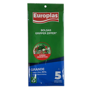 Bolsas Gripper Zipper Grandes Europlas 27x28 CM ( 5 UD )