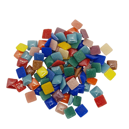 Medias Perlas de Vidrio Cuadradas - 6mm - 100 Unidades - Multicolor