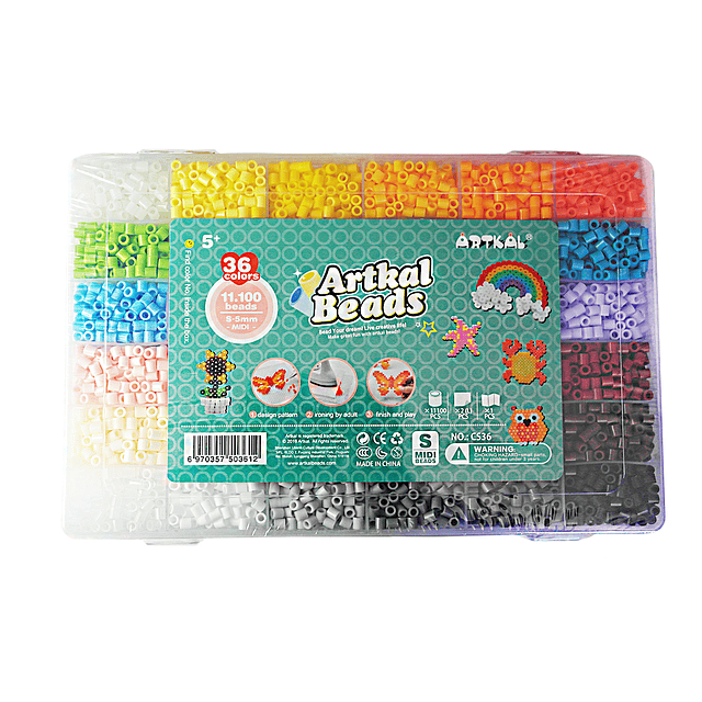 Kit Hama Beads - Artkal 36 Colores 11.100 Beads + 50 Llaveros