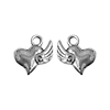 Dijes Corazón con Alas - 14mm x 13mm - 6 Unidades 