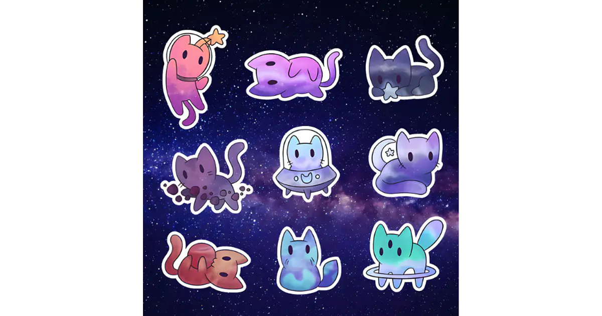 Stickers - Gatitos galáctico