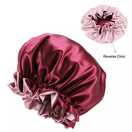Gorra de Satín Reversible Rojo - Rosado