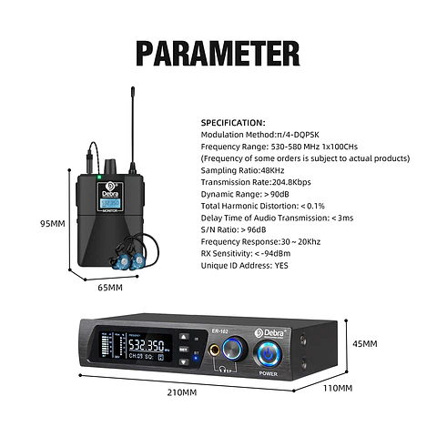 Monitoreo in ear Debra ER-102 2X Receptores