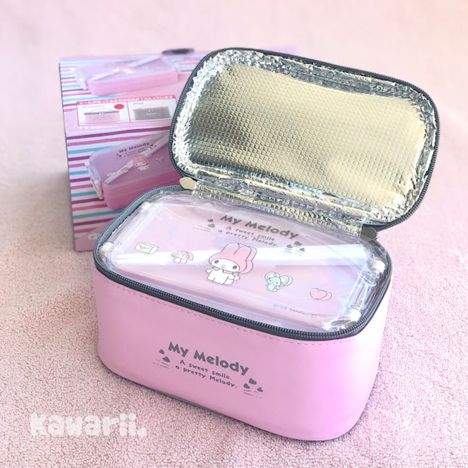 My Melody ♡ Kuromi Pastel Pink 2 layers Lunch Box with th...