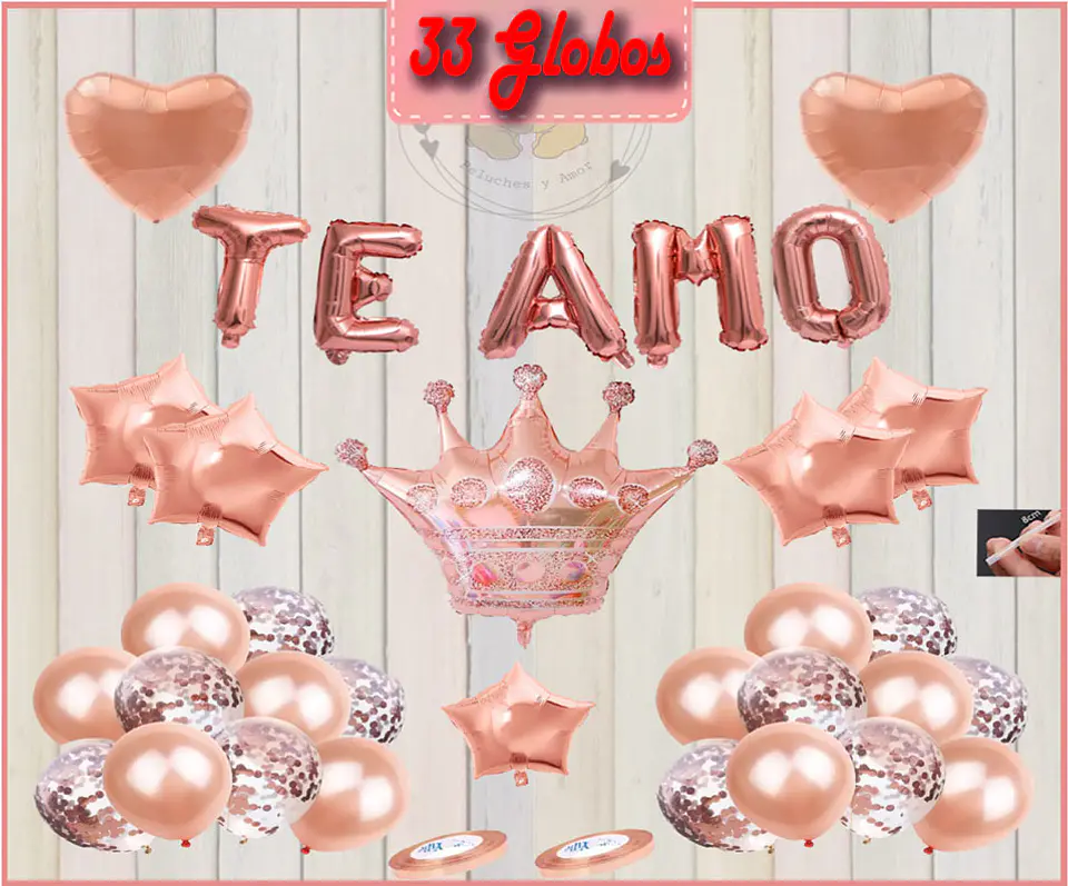 Pack Globos Corona Rosado 1