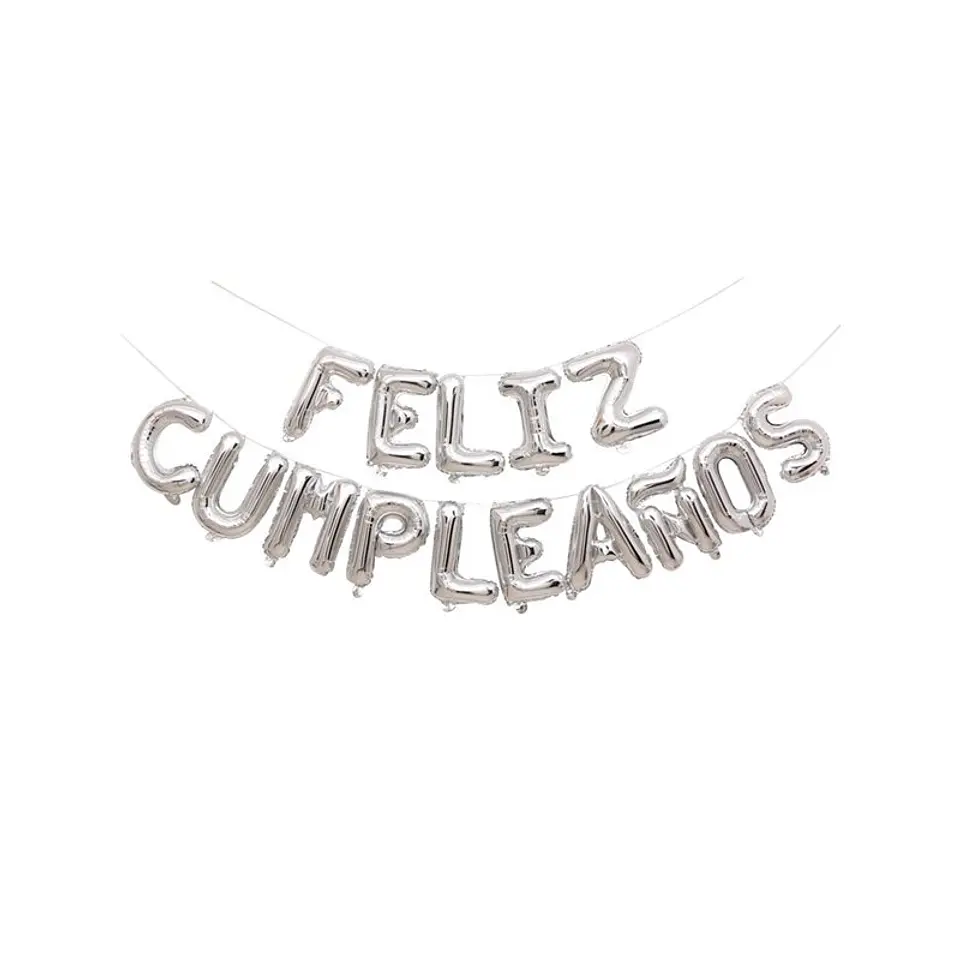 Globos Feliz Cumpleaños Plateado 1