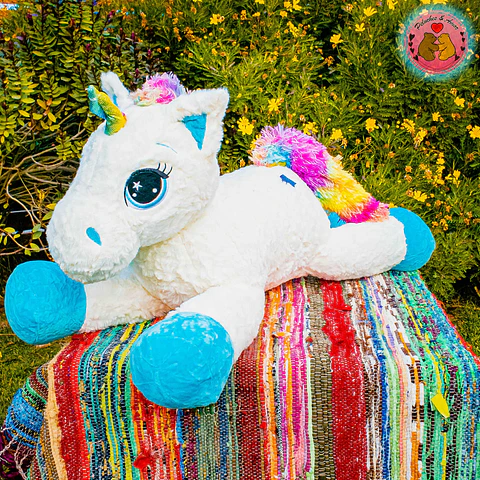 Peluche Unicornio Nieve Arcoíris 80 cm