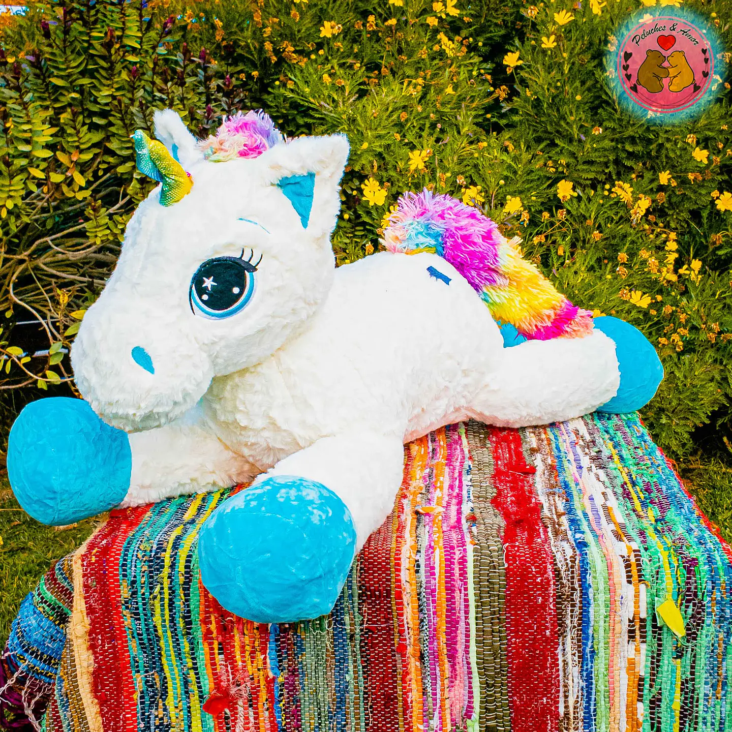 Peluche Unicornio Nieve Arcoíris 80 cm 1