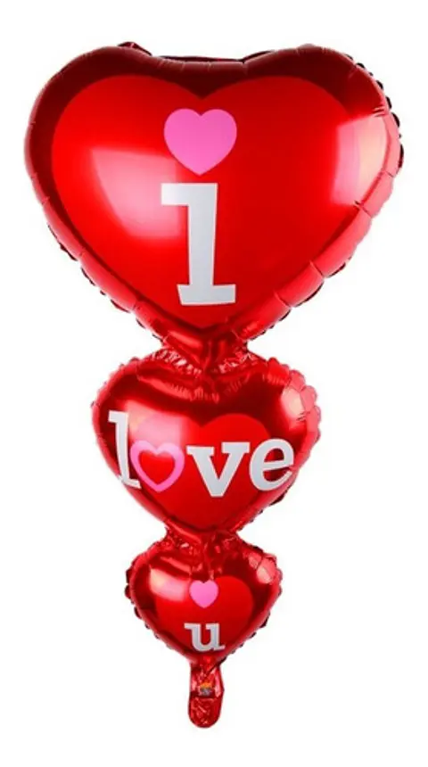 Globo Bastón Triple Corazón 1 Metro