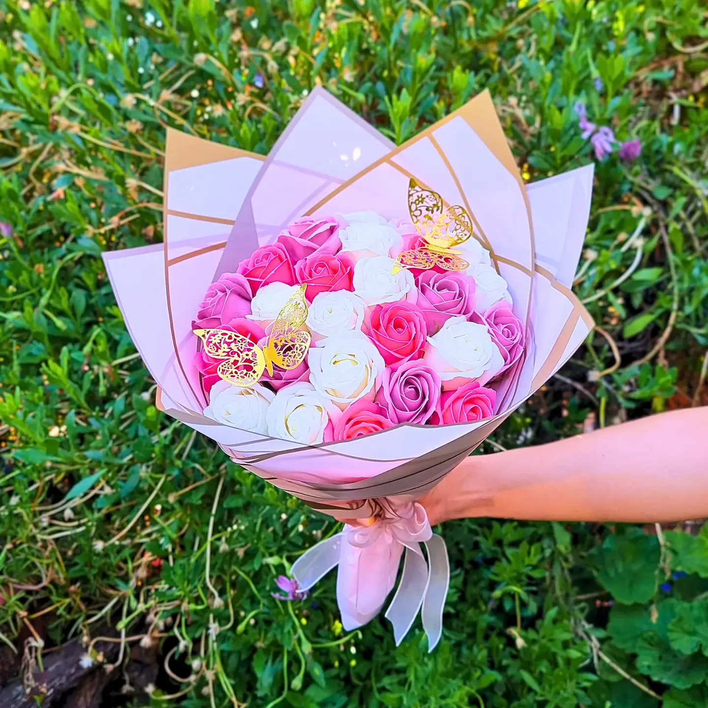 Ramo de 25 Rosas Eternas Paleta Rosa 1