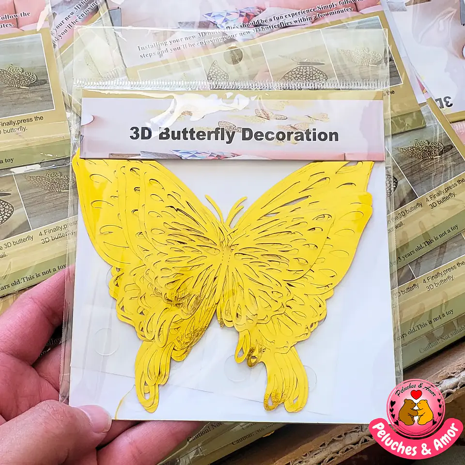 Set 12 Mariposas Decorativas Dorado 2
