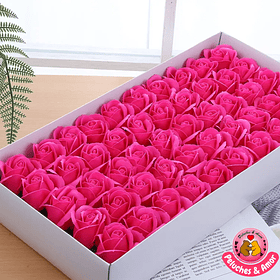 Caja 50 Rosas de Jabon Rosa