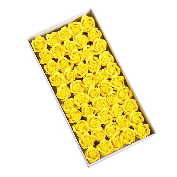 Caja 50 Rosas de Jabon Amarillo