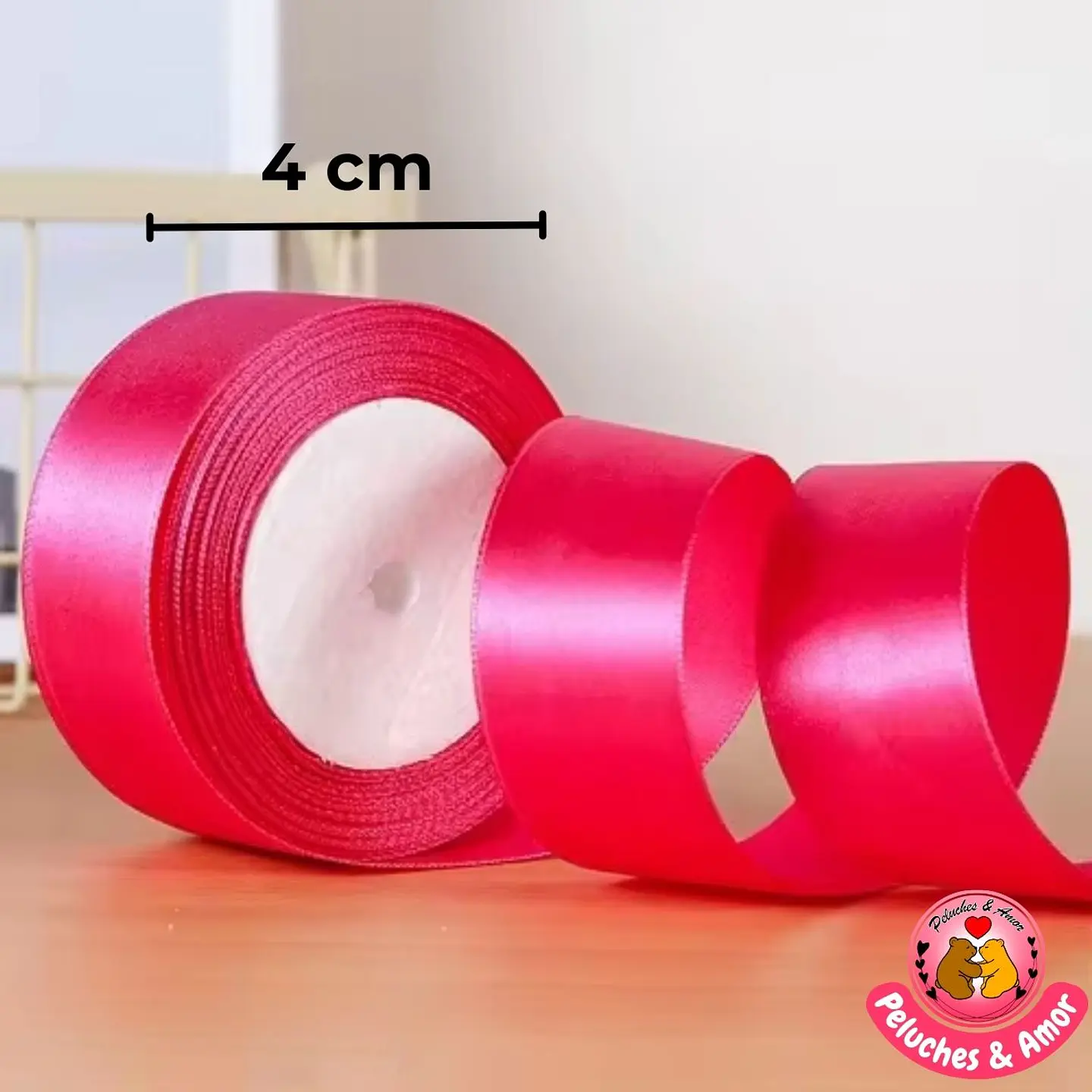 Cinta de Satin Rosa 4 - 4 cm x 23 mt 1