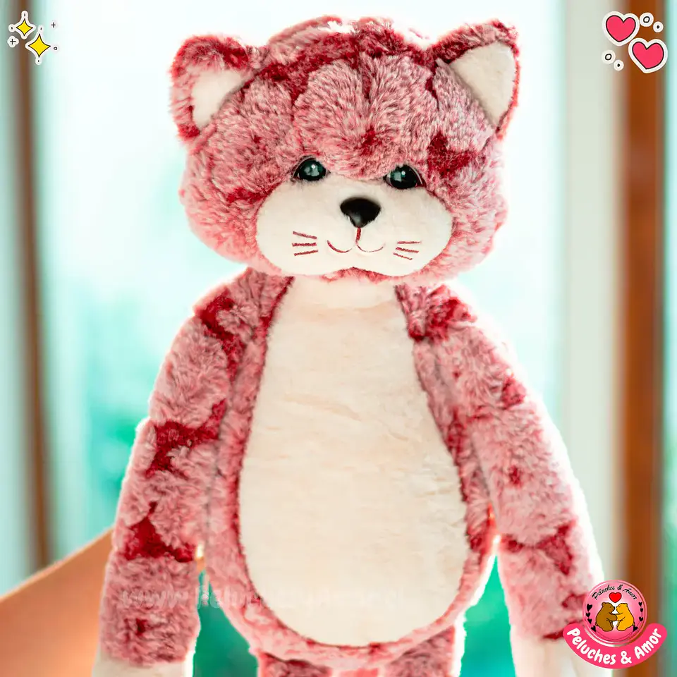 Peluche de Gato Largo Burdeo 70 CM 3