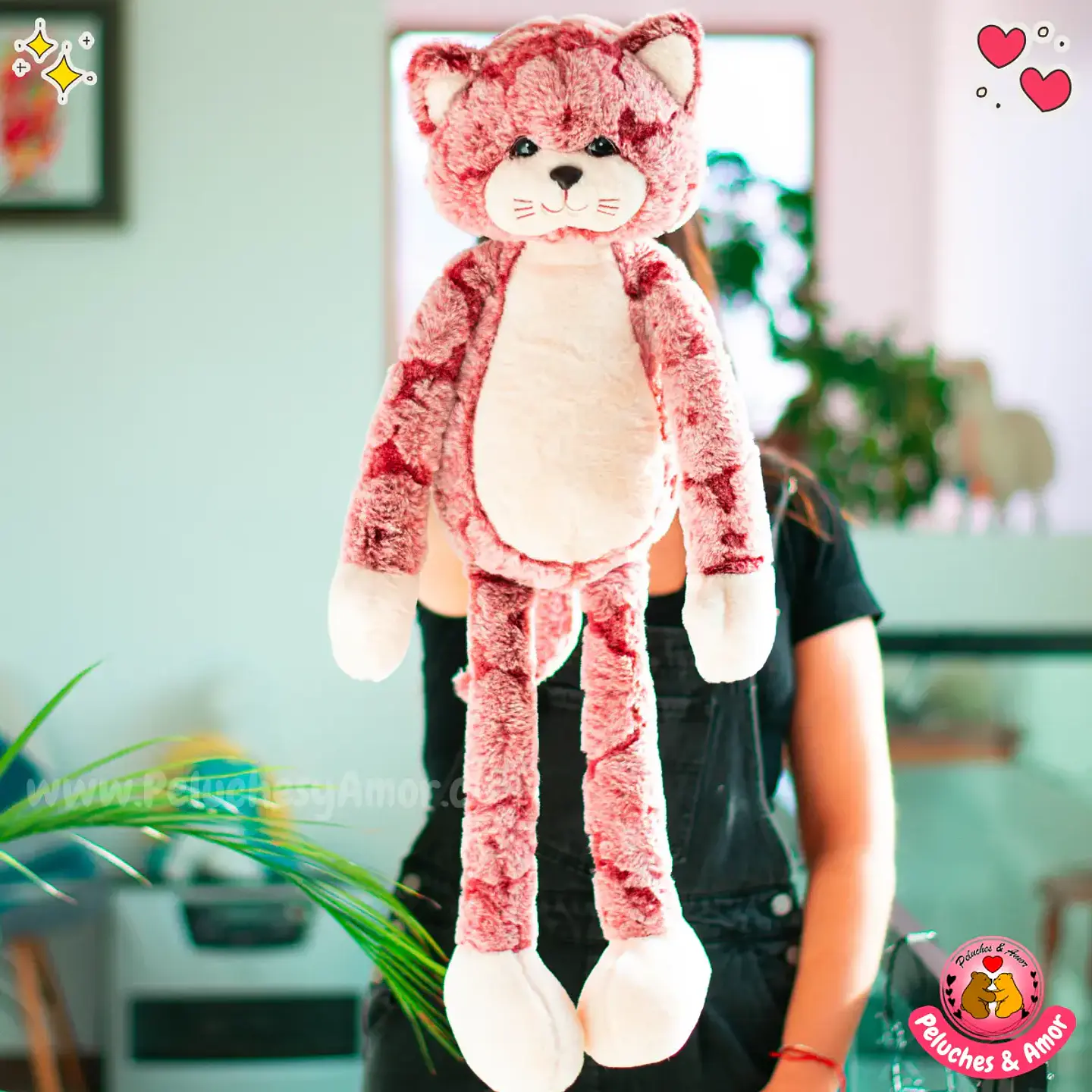 Peluche de Gato Largo Burdeo 70 CM 1