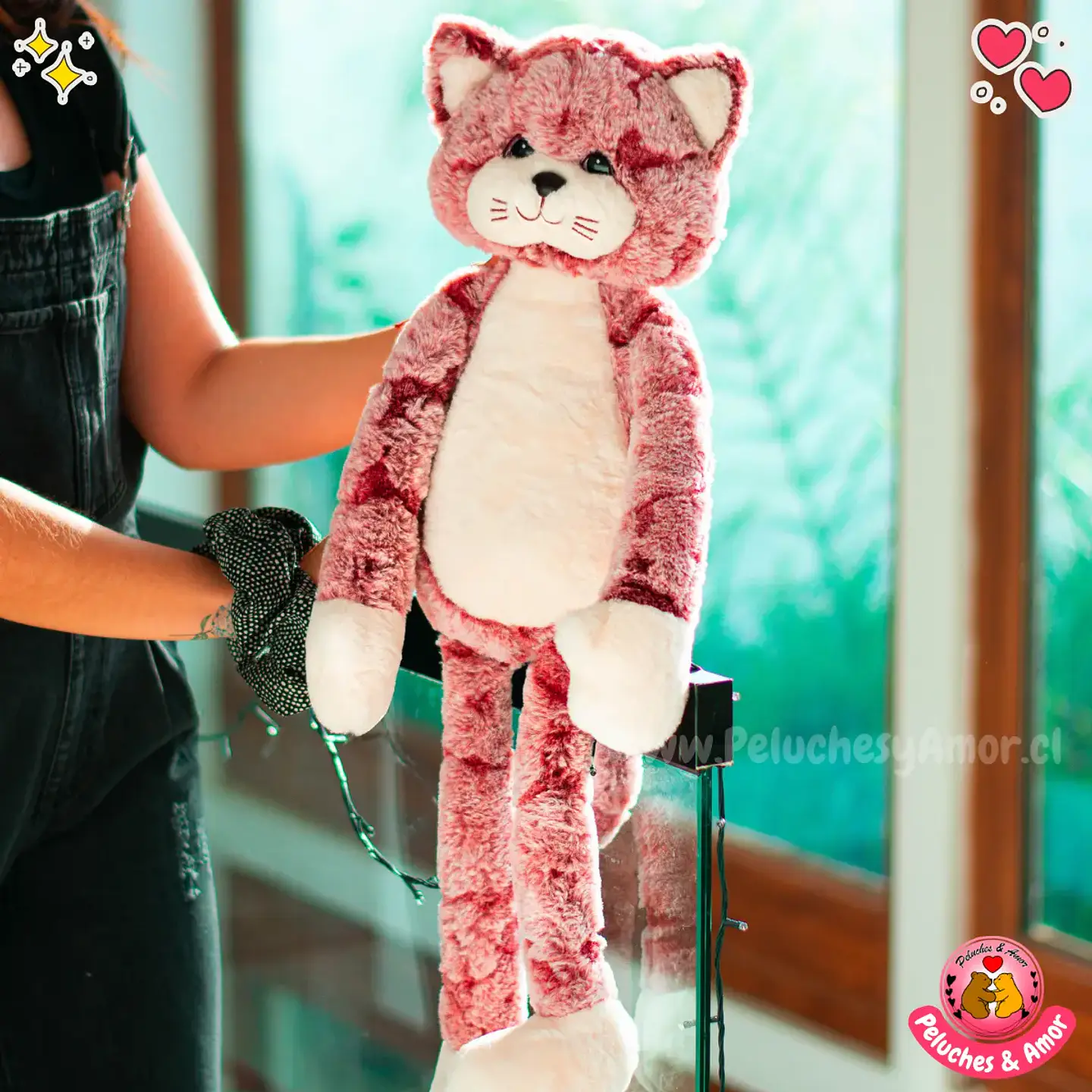 Peluche de Gato Largo Burdeo 70 CM 2
