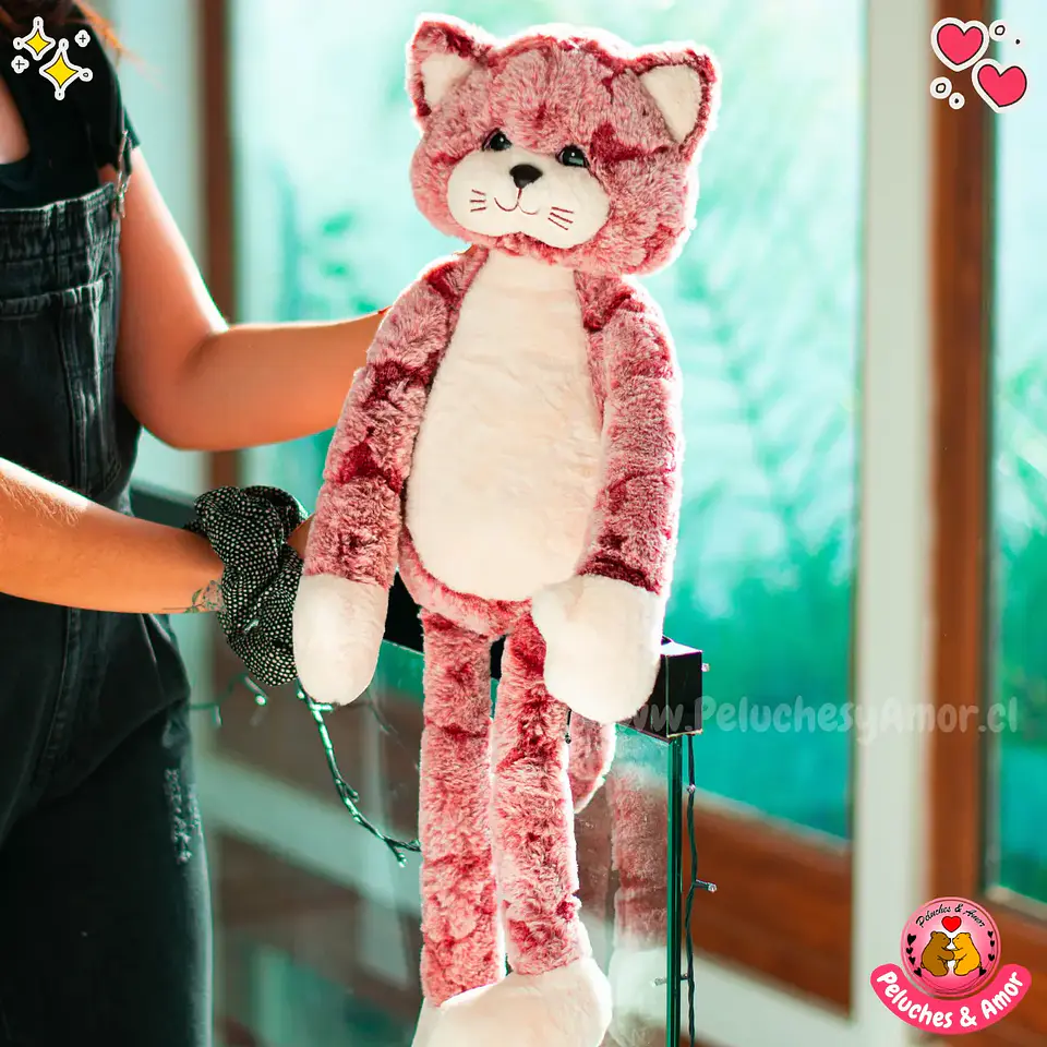 Peluche de Gato Largo Burdeo 70 CM 2