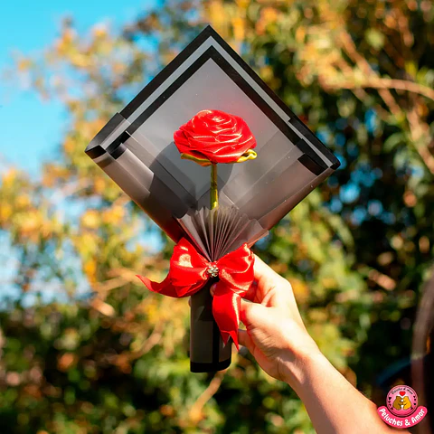 Rosa Eterna de Cinta de Satín - Rojo | Hecho a Mano
