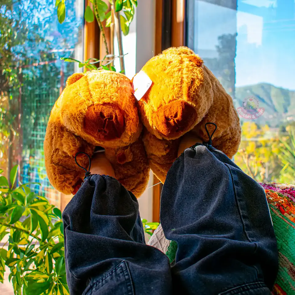 Pantuflas Peluche Capibara Café – Regalo Suave y Tierno 2