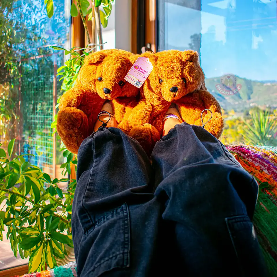 Pantuflas Peluche Osito Café – Regalo Suave y Tierno 2