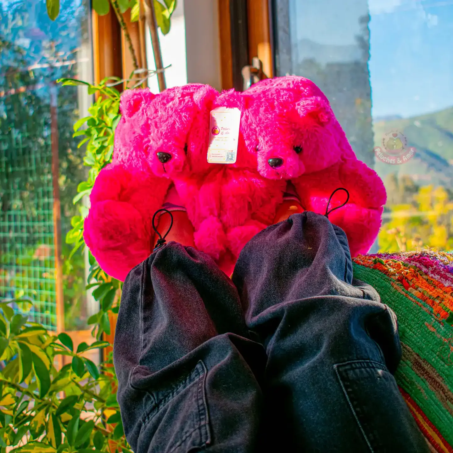 Pantuflas Peluche Osito Fucsia – Regalo Suave y Tierno 2
