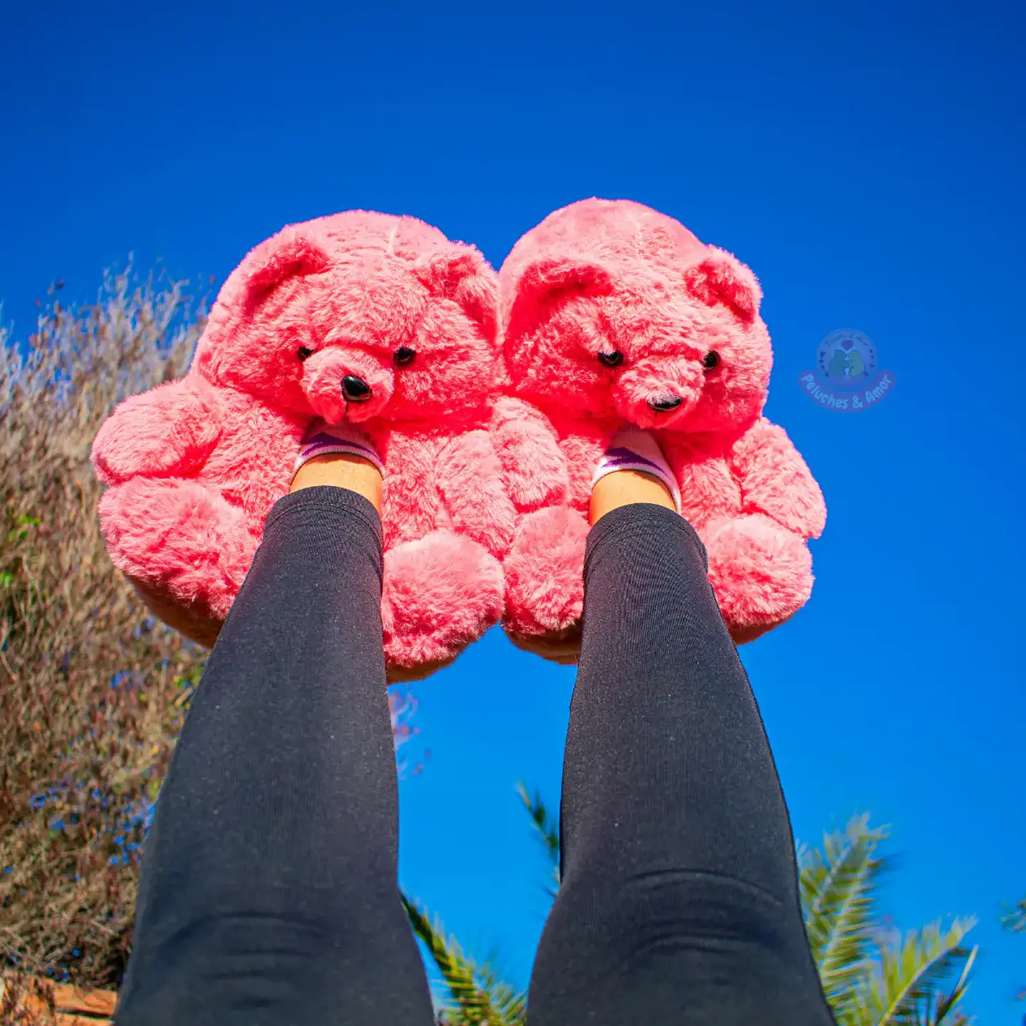 Pantuflas Peluche Osito Rosado – Regalo Suave y Tierno 1
