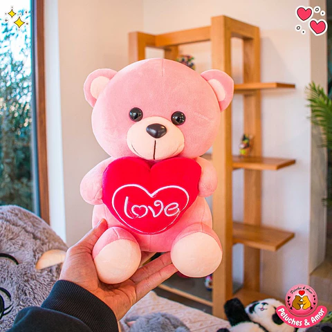 Peluche Osito con Corazón Te Amo Rosa 28 CM