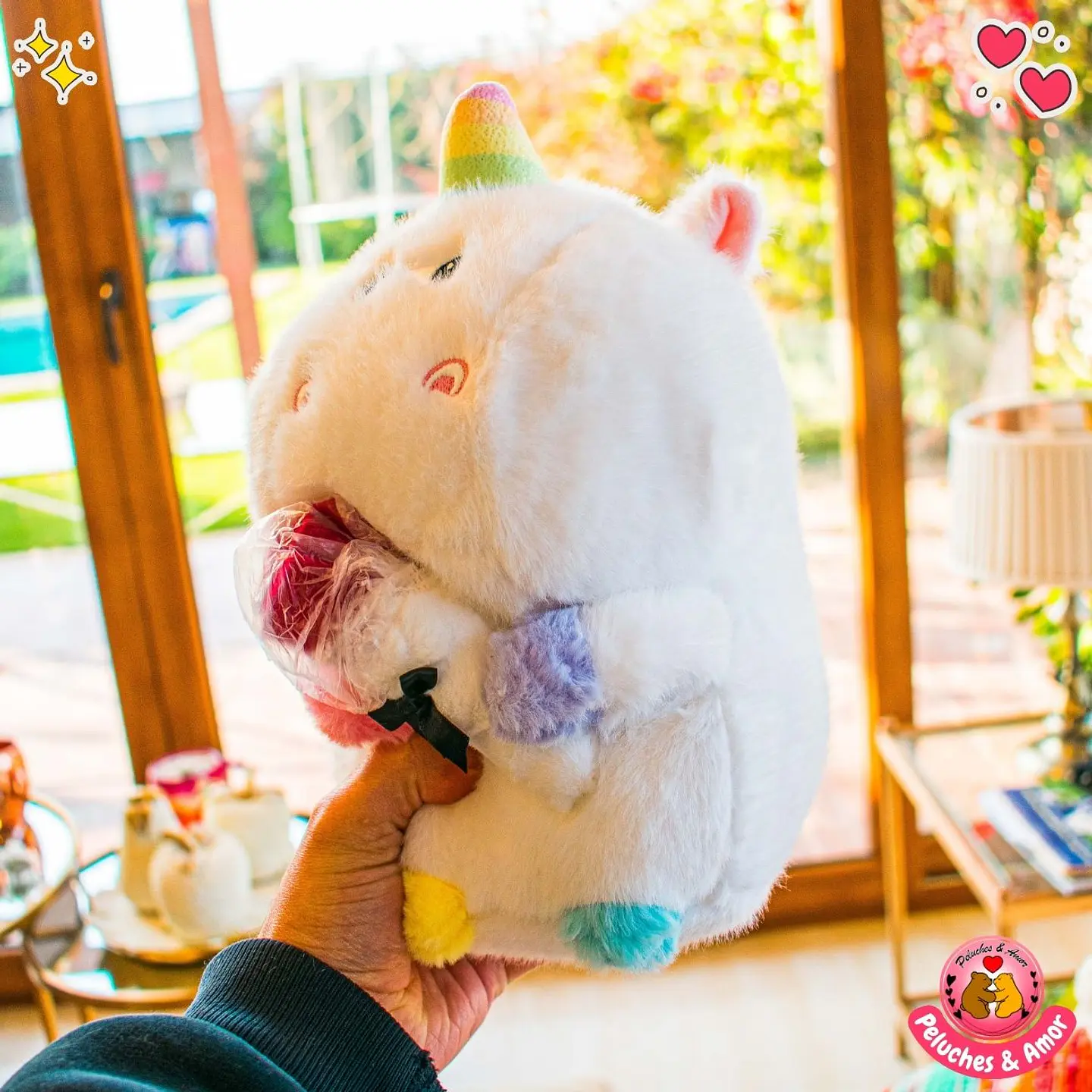 Peluche de Unicornio con Rosita 16 CM 2