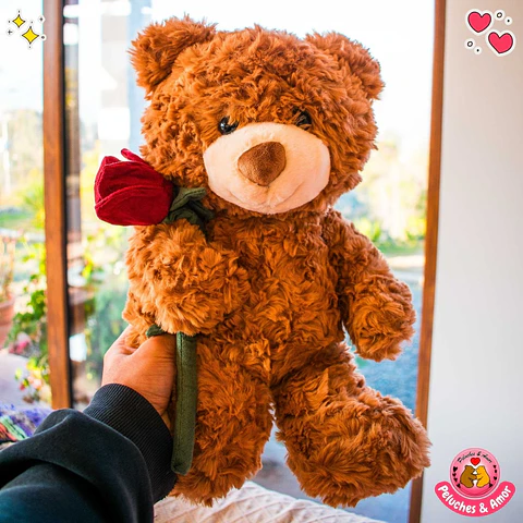 Peluche de Osito Tierno con Rosita Roja 30 CM