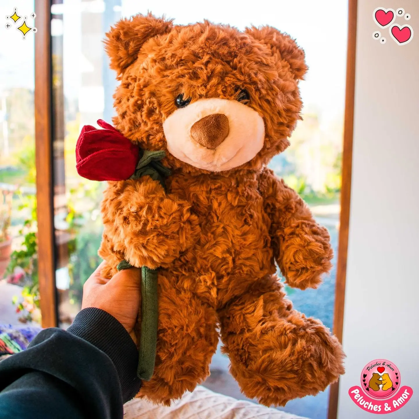Peluche de Osito Tierno con Rosita Roja 30 CM 1