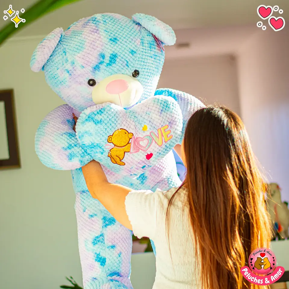 OSO Gigante Corazón Glitter Tie-Dye 120 CM 1