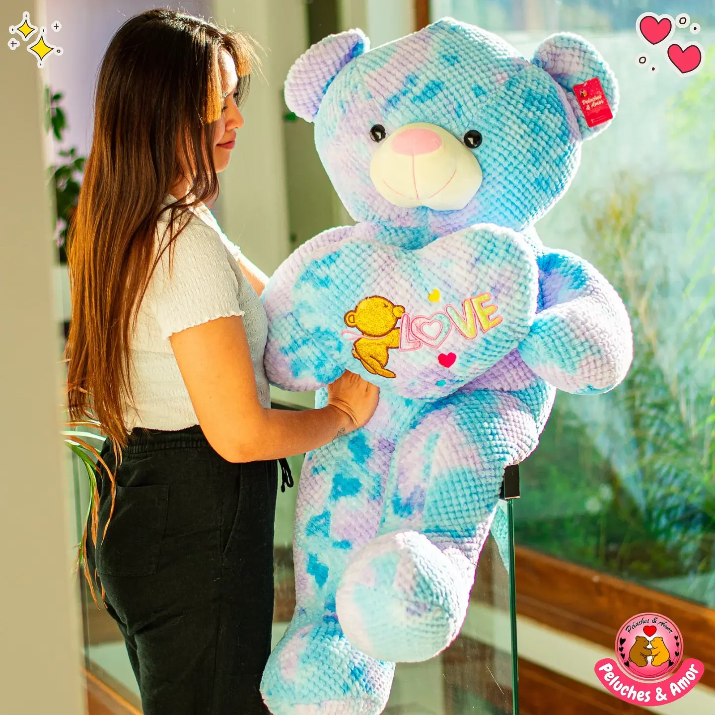 OSO Gigante Corazón Glitter Tie-Dye 120 CM 2