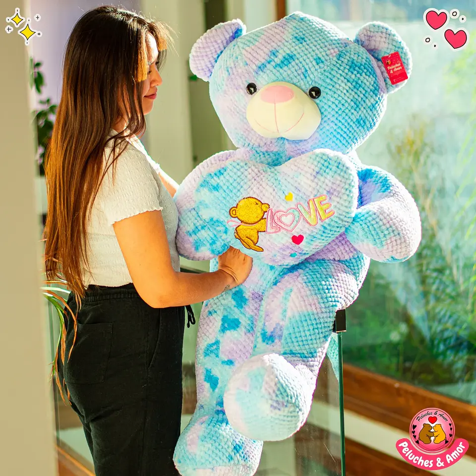OSO Gigante Corazón Glitter Tie-Dye 120 CM 2