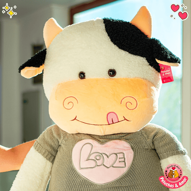 Peluche Vaca Gigante con Polera Love 120 CM 4