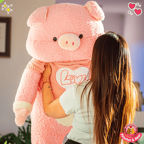 Peluche Cerdito Gigante con Polera Love 120 CM 2