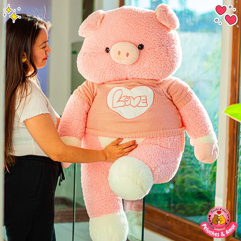 Peluche Cerdito Gigante con Polera Love 120 CM