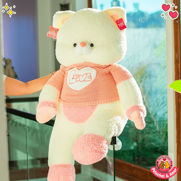 Peluche Gatito Gigante con Polera Love 120 CM 3