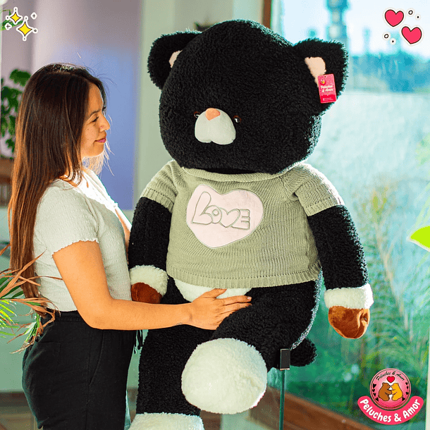 Peluche Gatito Gigante con Polera Love 120 CM 5