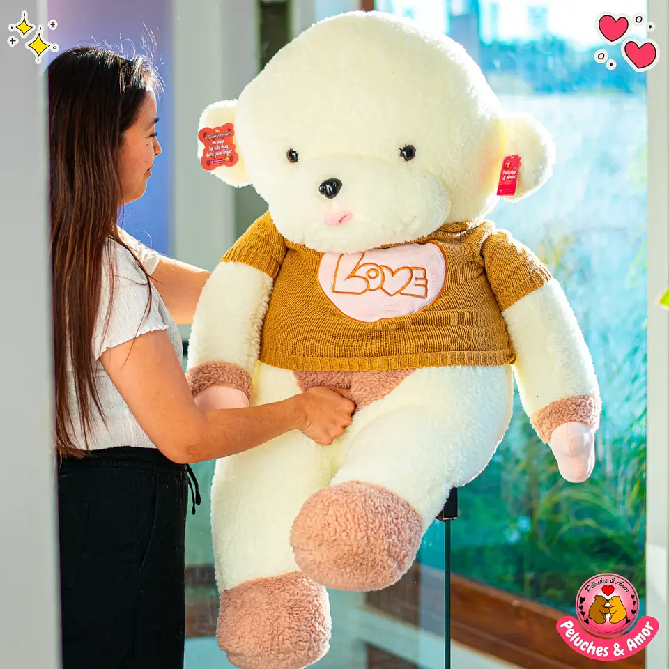 Peluche Perrito Gigante con Polera Love 120 CM 6