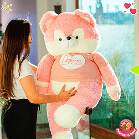 Peluche Perrito Gigante Hus con Polera 120 CM - ROSA