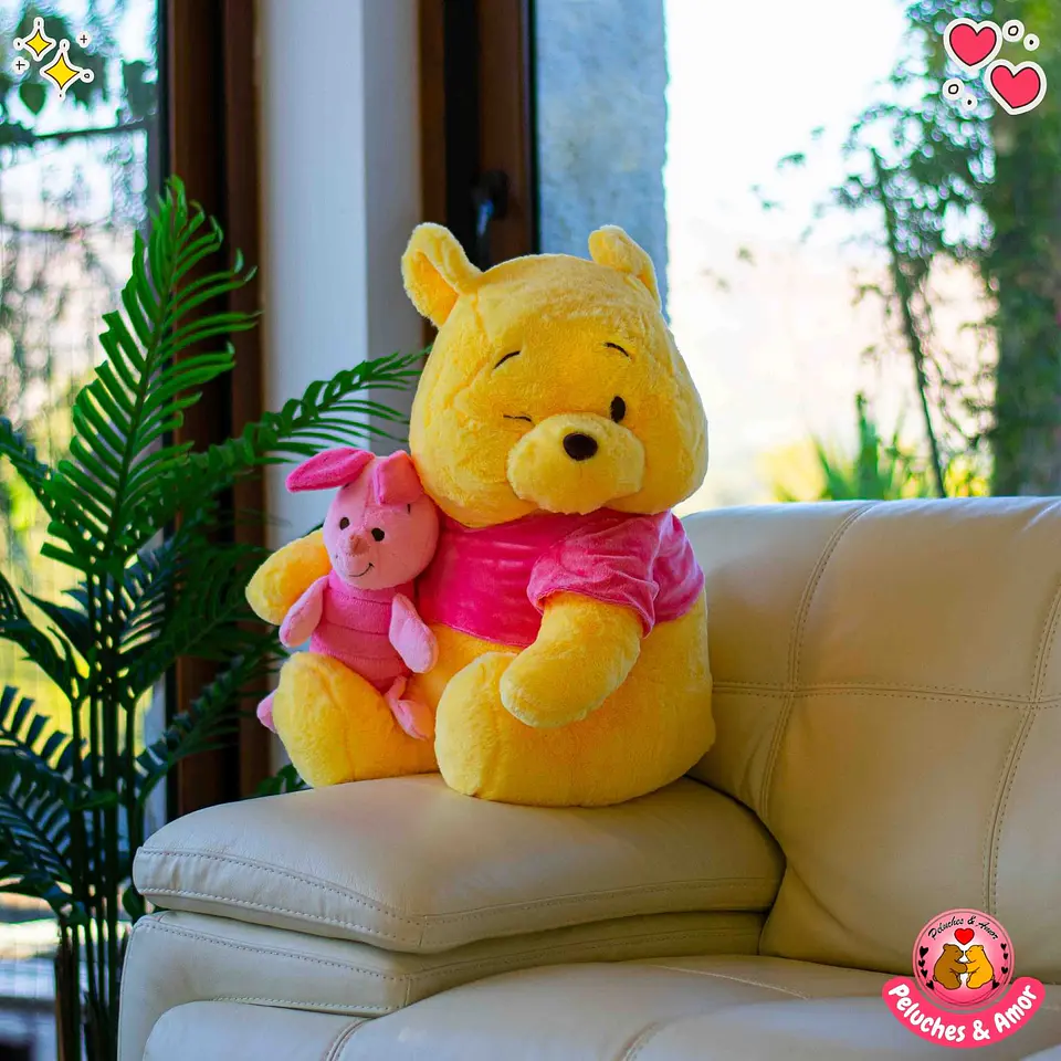 Peluche Winnie Pooh Grande 60 cm | incluye Puerquito  4